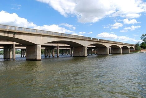 A bridge along Makupa Causeway connecting Mombasa Island and Kenyan inland