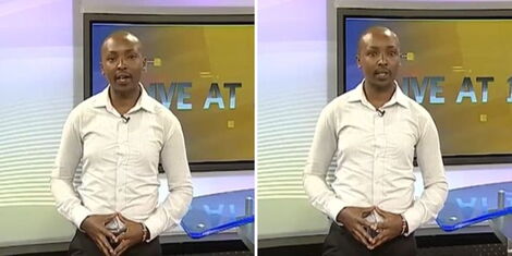 A collage of BBC journalist Anthony Irungu Mwangi during a screen test for Inooro TV in 2015