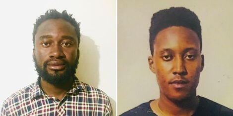 A collage of Evans Lewa (left) and Ambrose Mwangi (right) part of the team inventing home and car alarm systems.
