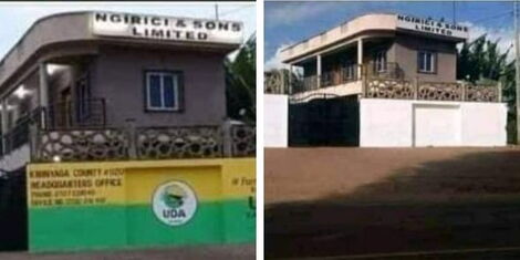 A collage of Ngirici's repainted office and business premise.