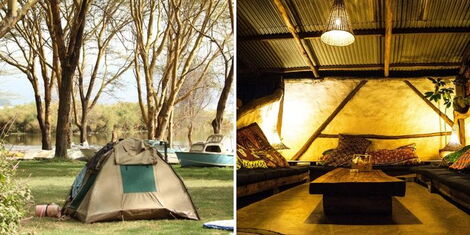 A collage of a camp site at Camp Carnellys in Naivasha