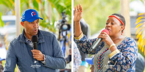 A collage of former Gatanga MP Peter Kenneth and Murnag'a Woman Rep Sabina Chege.jpg