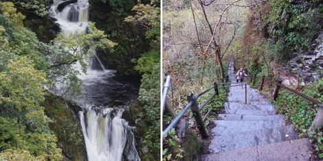 A collage of the Devils Bridge Waterfall in Meru County