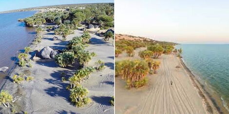 A collage of the beaches of Eliye Springs in Turkana County