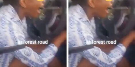 A collage of the female motorist assaulted by bodaboda riders along Forest Road on Monday, Match 7, 2022.