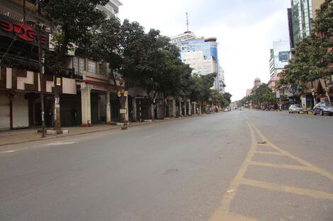 A deserted Moi Avenue, in Nairobi - Stay Home.