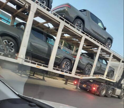 A fleet Rivian R-1T cars spotted along Mombasa Road.
