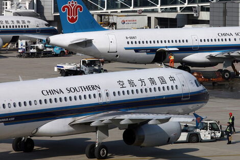 File image of a fleet of China Southern Airlines planes