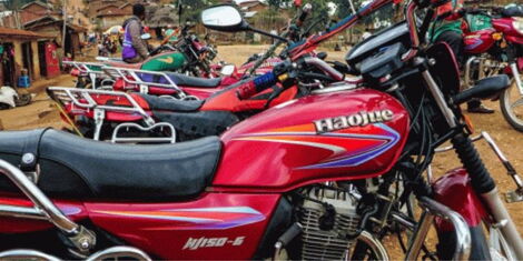 A fleet of motorcycles also popularly known as boda boda