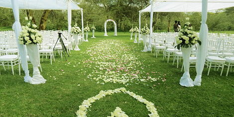 A garden wedding set-up.