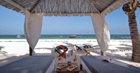 A gazebo in a private beach at the Billionaires resort in Malindi