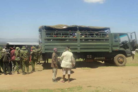 A lorry full of GSU officers in Narok on Monday, May 25, 2020.