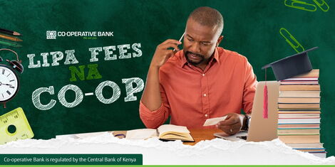 A man in the process of paying school fees with the help of Co-operative Bank