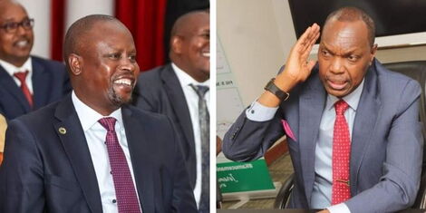 A photo collage of EALA MP Kanini Kega and ousted Jubilee SGJeremiah Kioni