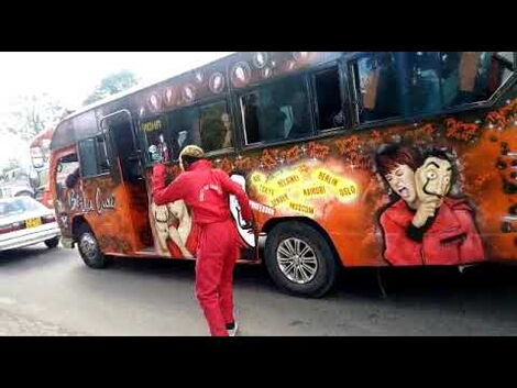 A photo of a pimped-out matatu pictured in the streets of Nairobi, Kenya.
