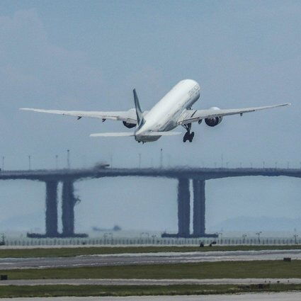 A plane taking off from an airport 