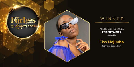 A poster announcing Elsa Majimbo as the Forbes Woman Africa Entertainer of the year