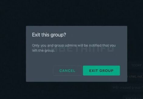 A prompt to exit Whatsapp Group silently.