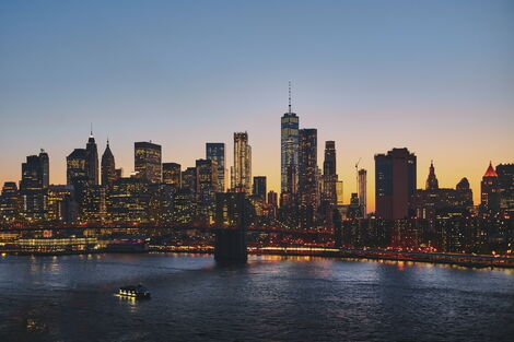 A river passes across New York City in USA