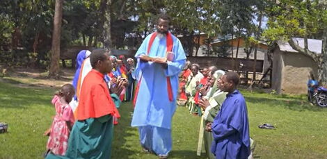 A screengrab of Mwalimu Yesu and his disciples in Bungoma county