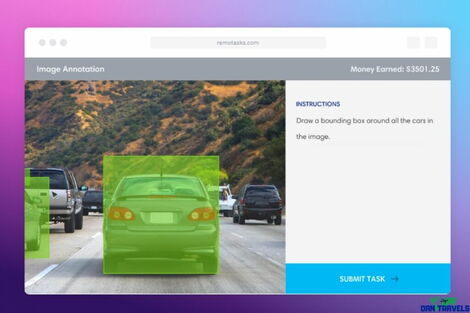A screenshot of a person performing a task on Remotasks