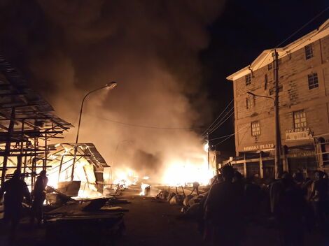 A section of Gikomba Market on fire. June 25, 2020.