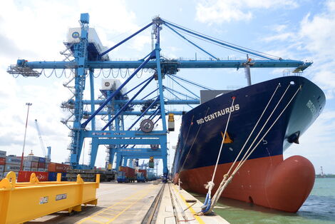 A ship docked at the Port of Mombasa.
