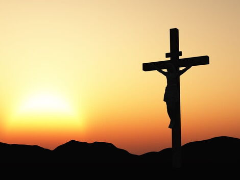 A silhoutte of a cross resembling the one Jesus Christ was nailed on.