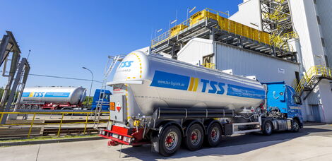 A truck owned by TSS Logistics company