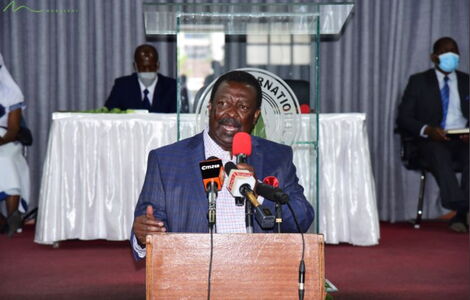 ANC leader Musalia Mudavadi addressing congregants at Quakers Friends International Church, Nong Road on Sunday, November 14, 2021.