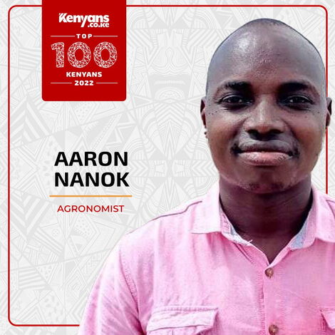 Agronomist Aaron Nanok honoured in the Top 100 Kenyans 2022 list.