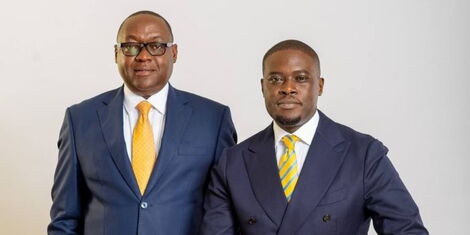 Absa Bank Kenya Ltd Chief Operating Officer James Njoroge Muchiri (left) and Nairobi Senator Johnson Sakaja.jpg