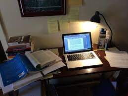 A file photo of materials used for academic writing in a study room