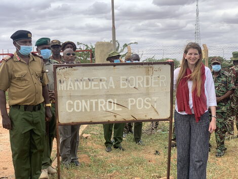 Administration Officers and the UK High Commissioner to Kenya Jane Marriott pictured at the Mandera Border Control Post.