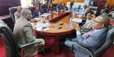 Agriculture CS Mithika Linturi and a Kenyan delegation meet a team from the Zambian Ministry of Agriculture led by Minister Counterpart in Lusaka on March 6, 2023