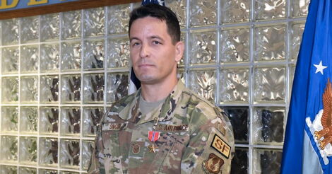 Air Force Master Sgt. Mathue Snow who saved lives during Jan 2020 attack at Manda Bay.