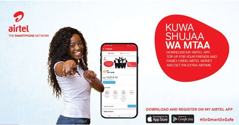 An airtel poster announcing 5% extra-airtime after topping up credit for friends.