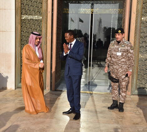 Foreign Affairs CS Alfred Mutua meeting Saudi Government officials in Riyadh on November 3, 2022.
