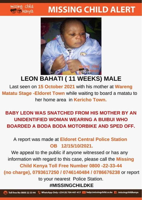 An Image of the Missing Child Poster Shared on Facebook
