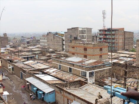 An aerial photo showing a section of Dandora Estate in Nairobi.