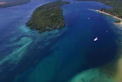 An aerial view of Funzi Island