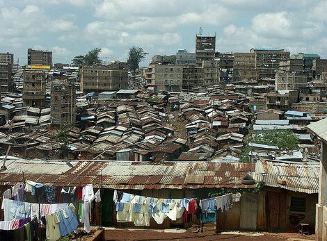 An aerial view of the slums in Mathare, Nairobi County.