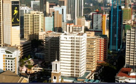 An aerial view of buildings in Nairobi