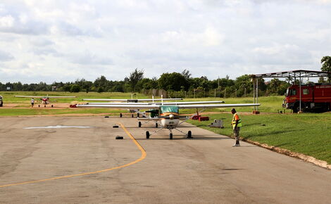 An aircraft is set to take off at Lanet airstrip, Nakuru County.