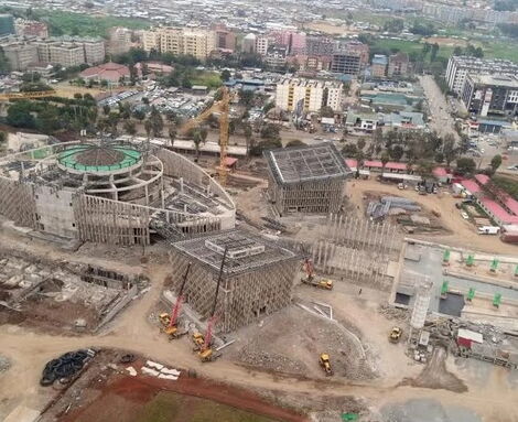 An ariel view of a section of the construction site in Nairobi's Uhuru Gardens.