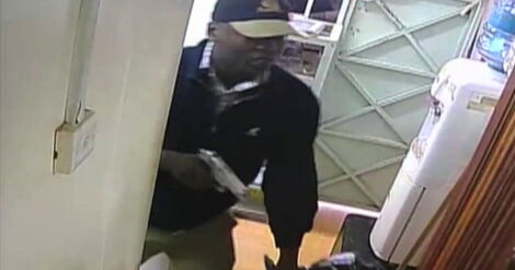 An armed robber captured on CCTV.