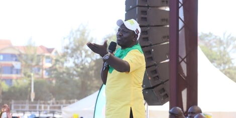  Name An image of Deputy President William Ruto at the Thika Stadium on Sunday, March 13