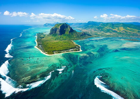 An image of Mauritius Island in the Indian Ocean.