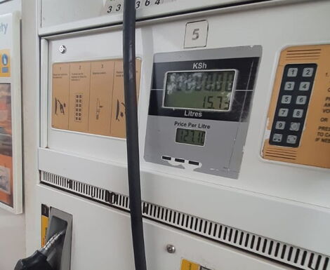 An image of a fuel pump at a Nairobi petrol station on July 14, 2021.