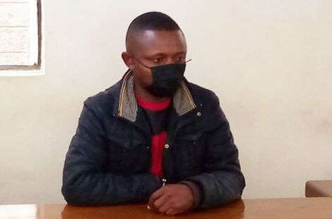 An image of police constable Joseoph Kamau appearing before the Nakuru law court.